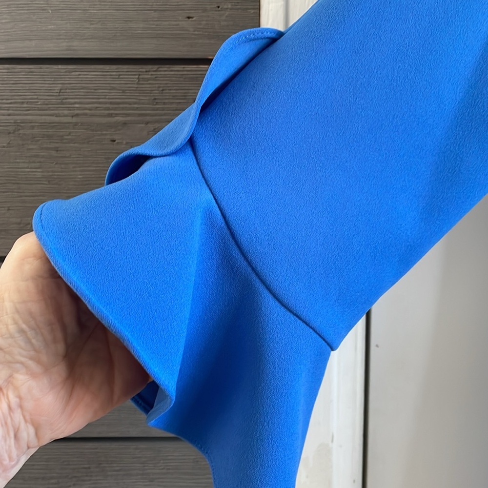 Karl Lagerfeld Blue Scuba Crepe 3/4 Tulip Sleeve Sheath Dress 10 EUC - Picture 7 of 16